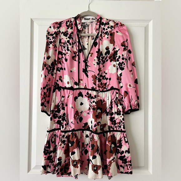 Veronica Beard Hawken Floral Tiered Silk Blend Minidress - Picture 7 of 8
